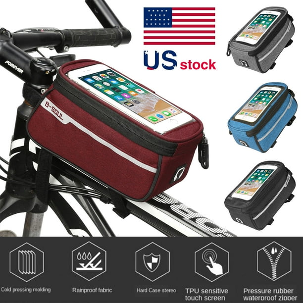 Waterproof Mountain Bike Frame Front Bag Pannier Bicycle Mobile Phone Holder US